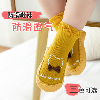 Spring and Autumn New Baby Cartoon Baby Toddler Shoes Socks Middle Tube Non-slip Soft Sole Shoes Children Floor Socks 0-1-3 Years Old - image 2