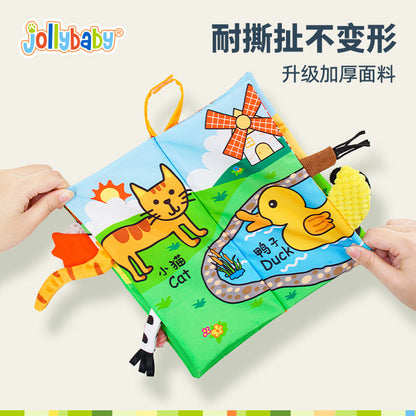 Jollybaby baby cloth book Animal tail book early education cloth book hiding cat baby toys 0-3 years old can't be torn - image 4