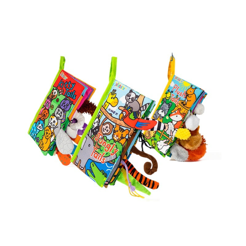 Jollybaby baby cloth book Animal tail book early education cloth book hiding cat baby toys 0-3 years old can't be torn - image 5