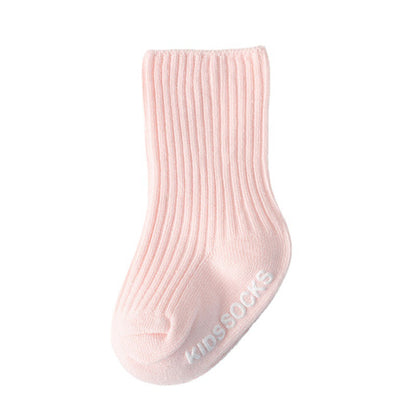 Spring and Autumn Infant Baby Socks Spanish Solid Color Double Needle Children's Socks Vertical Stripe Korean Style Mid-tube Socks Non-slip - image 5