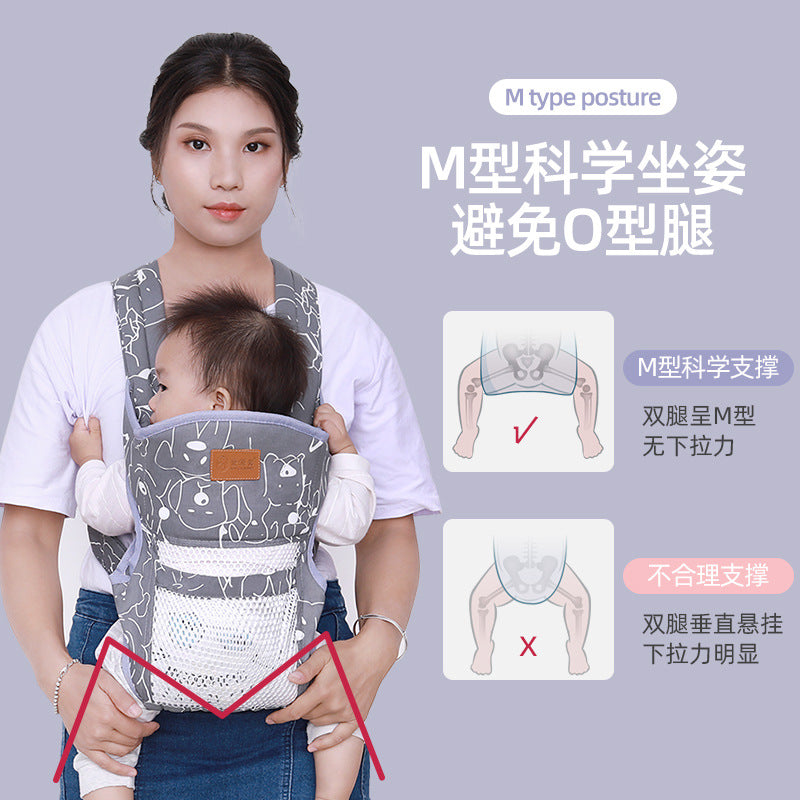 Factory Direct Sales Multifunctional Baby Carrier Summer Breathable Front and Back Horizontal Hug Type Universal for All Seasons Light and Simple - image 2