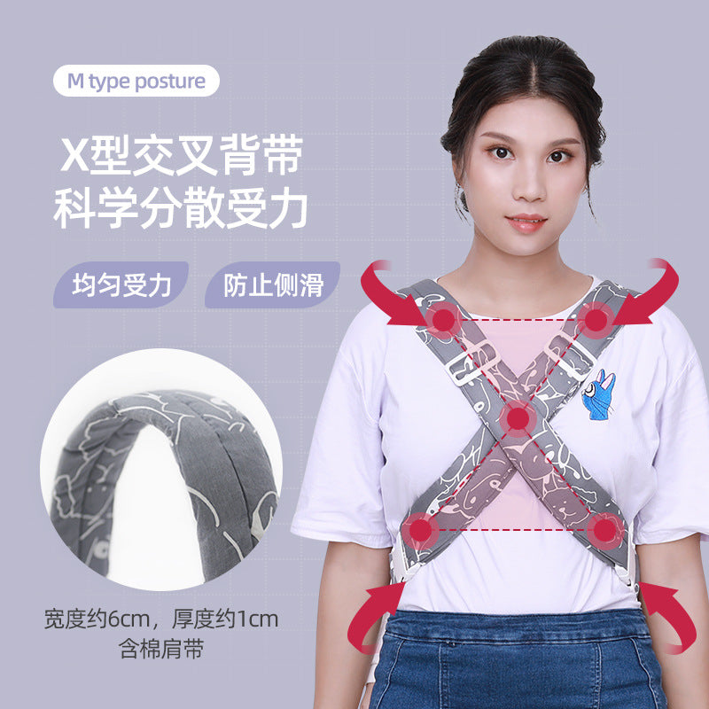 Factory Direct Sales Multifunctional Baby Carrier Summer Breathable Front and Back Horizontal Hug Type Universal for All Seasons Light and Simple - image 3