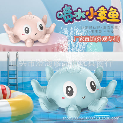 Factory Direct baby baby bathroom Bath Electric automatic induction water spray luminous octopus children water toys - image 1
