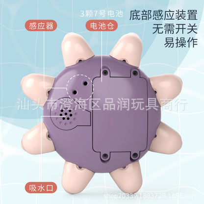Factory Direct baby baby bathroom Bath Electric automatic induction water spray luminous octopus children water toys - image 2