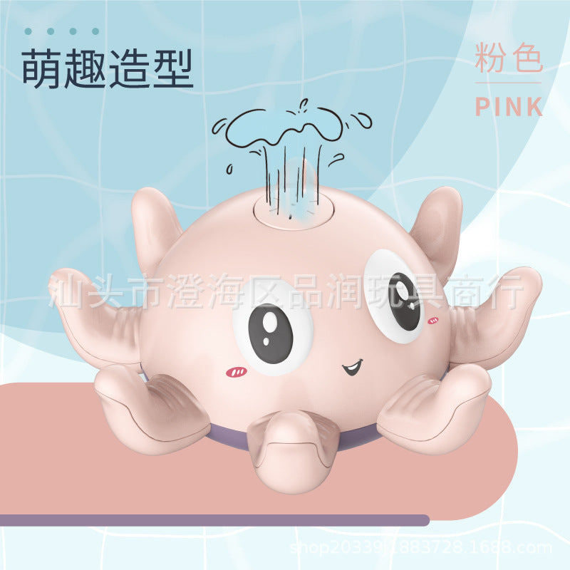 Factory Direct baby baby bathroom Bath Electric automatic induction water spray luminous octopus children water toys - image 4