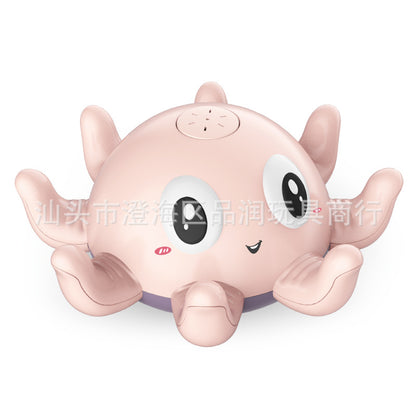 Factory Direct baby baby bathroom Bath Electric automatic induction water spray luminous octopus children water toys - image 5