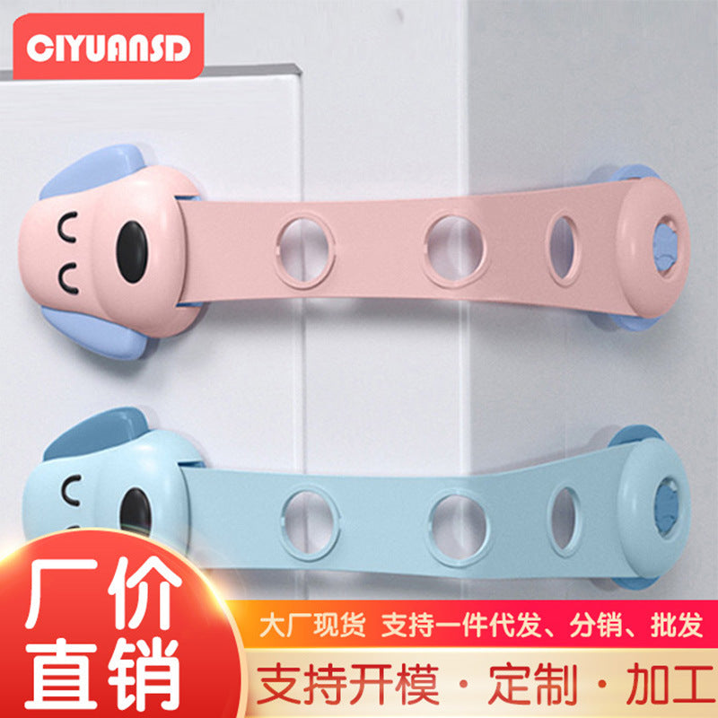 Factory wholesale children's drawer safety lock baby protection door lock buckle adjustable children's drawer double lock door buckle - image 2
