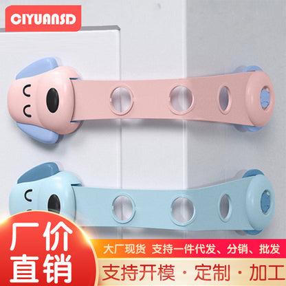 Factory wholesale children's drawer safety lock baby protection door lock buckle adjustable children's drawer double lock door buckle - image 2