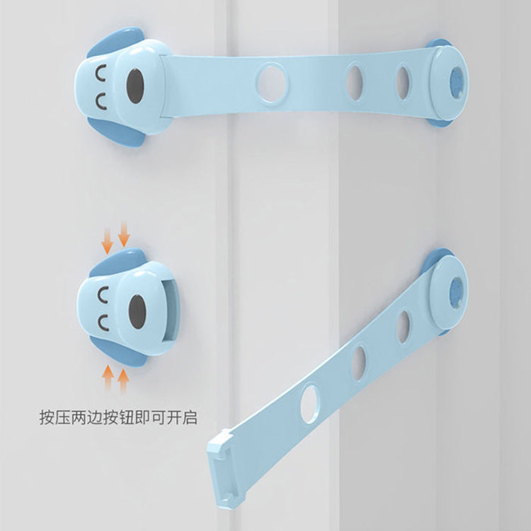 Factory wholesale children's drawer safety lock baby protection door lock buckle adjustable children's drawer double lock door buckle - image 3