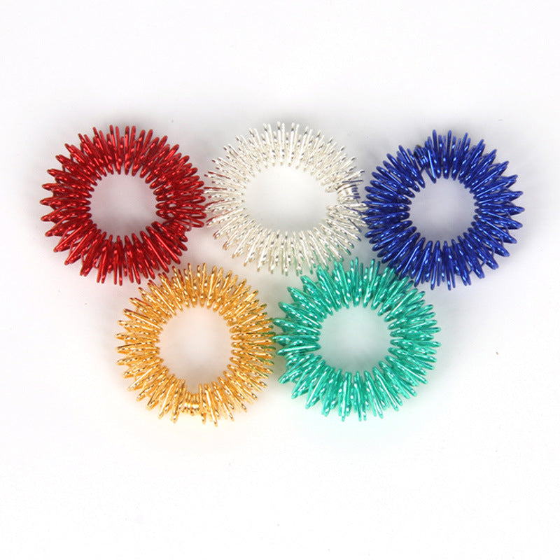 Spring Decompression Finger Massage Ring Finger Massager Multi-Color Mini Spring Ring Massage Ring Decompression Toy - image 1