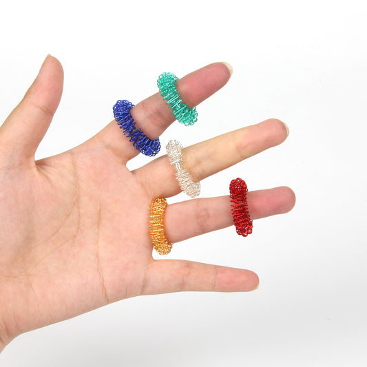 Spring Decompression Finger Massage Ring Finger Massager Multi-Color Mini Spring Ring Massage Ring Decompression Toy - image 2