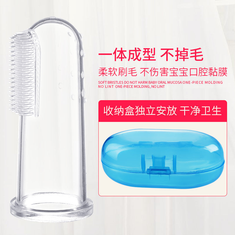 Factory Direct Sales Baby Thumb Set Toothbrush Silicone Milk Toothbrush Finger Toothbrush Baby Tongue Cleaning Brush Box - image 1