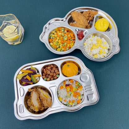 304 stainless steel cartoon fast food plate kindergarten baby grid plate drop-resistant creative cute fast food plate rice plate - image 4