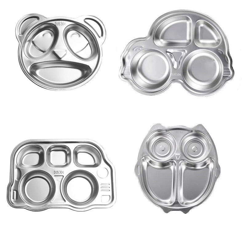 304 stainless steel cartoon fast food plate kindergarten baby grid plate drop-resistant creative cute fast food plate rice plate - image 5
