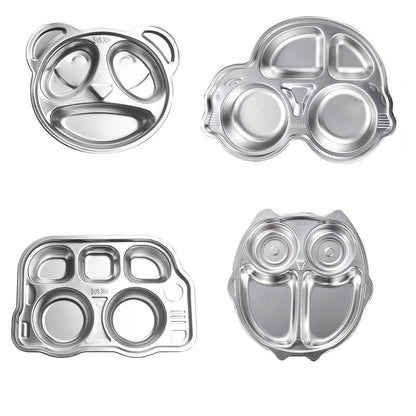 304 stainless steel cartoon fast food plate kindergarten baby grid plate drop-resistant creative cute fast food plate rice plate - image 5