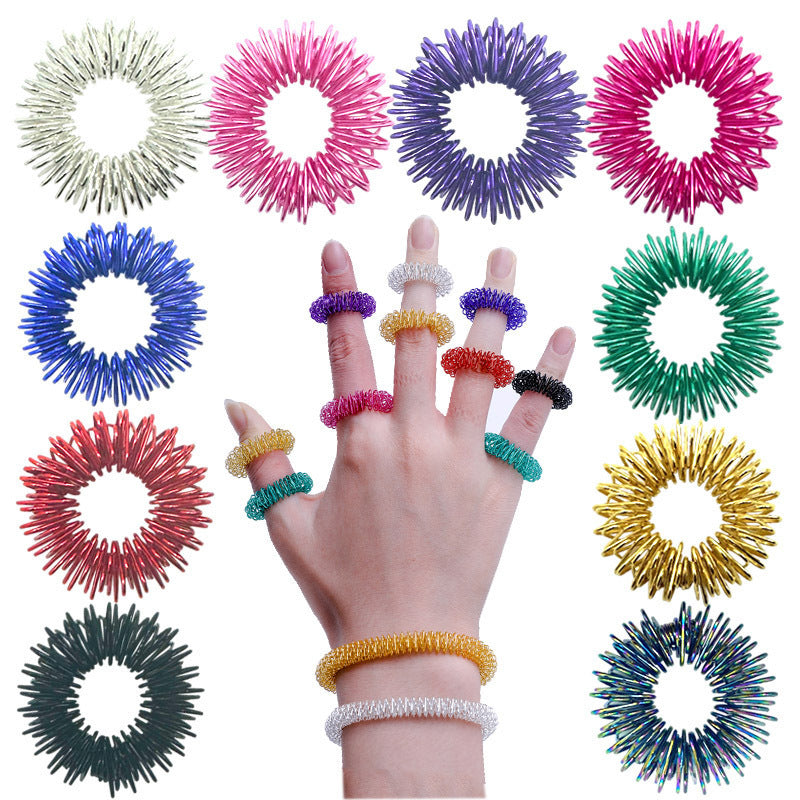 Cross-border hot sale decompression mini finger massage ring ring spring finger massager decompression fingertip toy - image 1