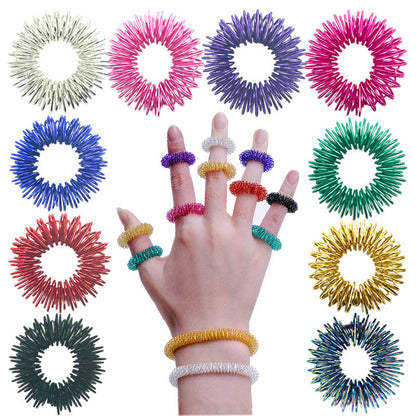 Cross-border hot sale decompression mini finger massage ring ring spring finger massager decompression fingertip toy - image 1