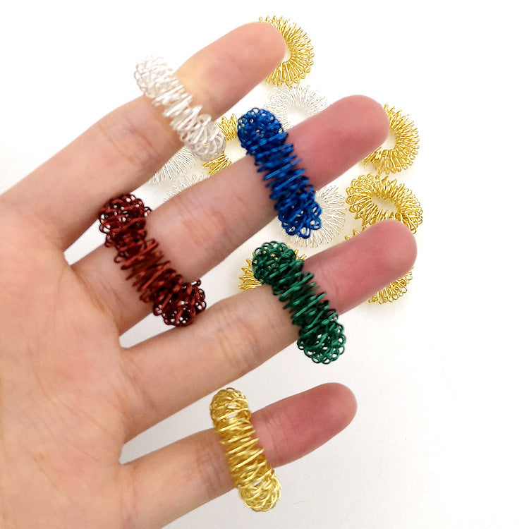 Cross-border hot sale decompression mini finger massage ring ring spring finger massager decompression fingertip toy - image 2
