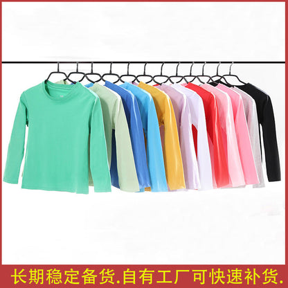 Children's T-shirt Base Shirt Long Sleeve T-shirt Boys T-shirt Pure Cotton Top Big Children's T-shirt Girls' Round Neck Children's Wear Autumn - image 1