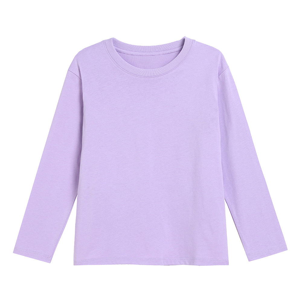 Children's T-shirt Base Shirt Long Sleeve T-shirt Boys T-shirt Pure Cotton Top Big Children's T-shirt Girls' Round Neck Children's Wear Autumn - image 4