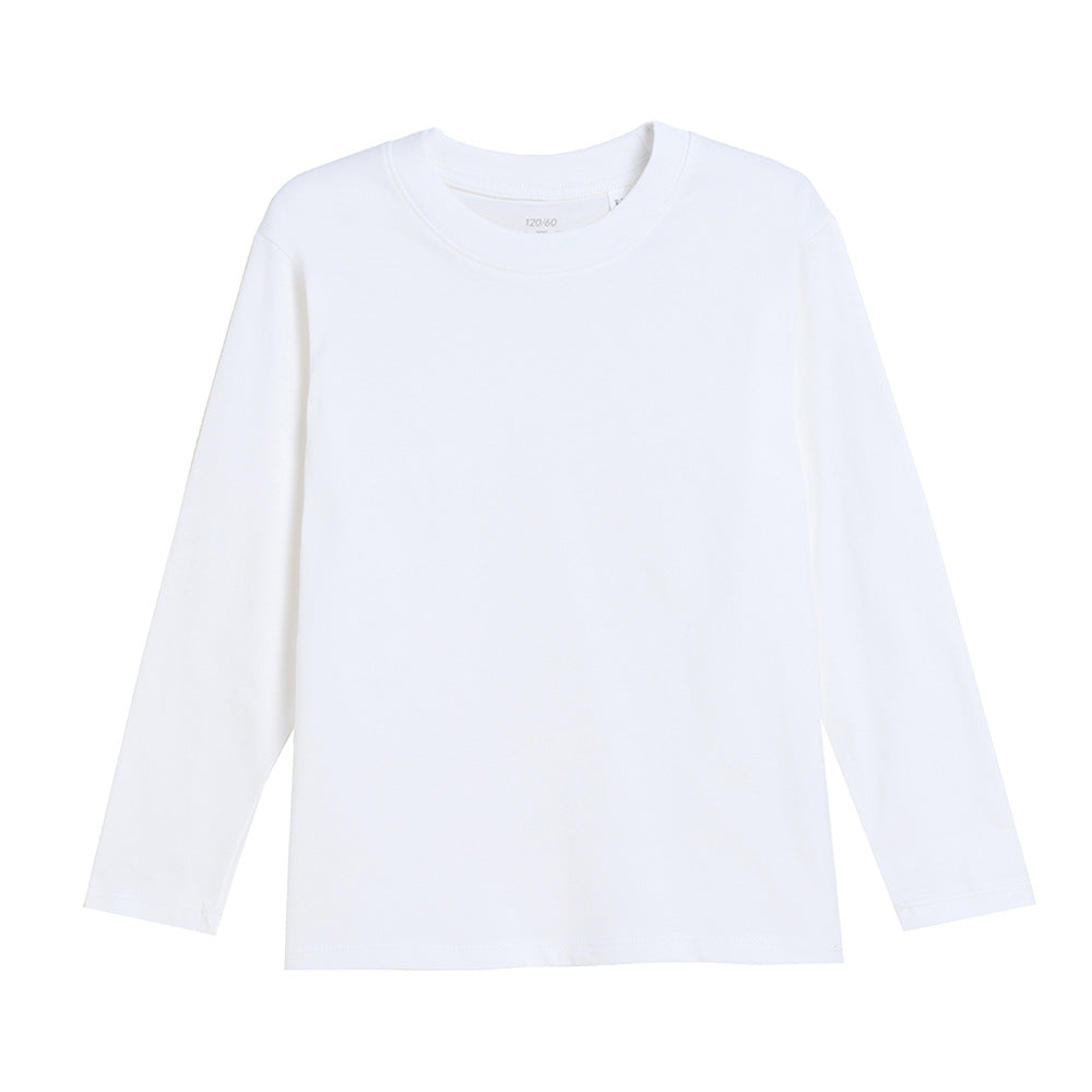 Children's T-shirt Base Shirt Long Sleeve T-shirt Boys T-shirt Pure Cotton Top Big Children's T-shirt Girls' Round Neck Children's Wear Autumn - image 5