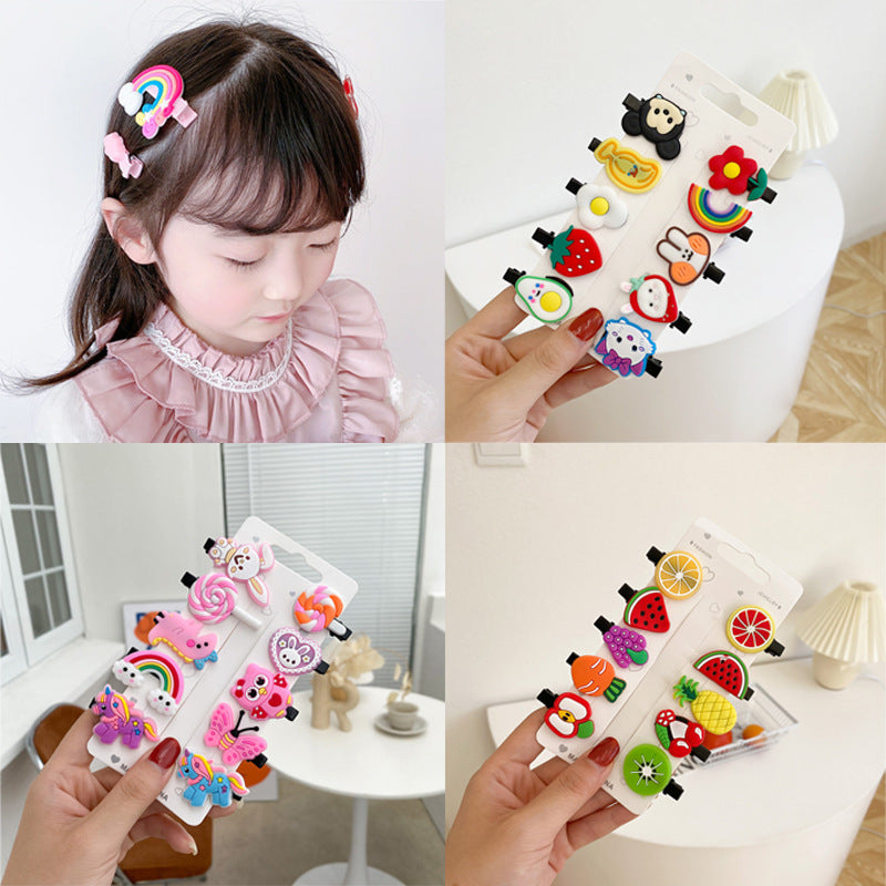 Children's hairpin soft glue headdress combination set baby princess bangs broken hairpin bb clip 10-piece set spot wholesale - image 1
