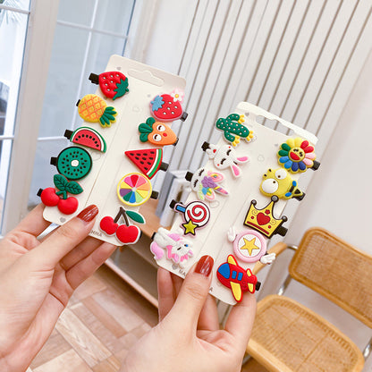 Children's hairpin soft glue headdress combination set baby princess bangs broken hairpin bb clip 10-piece set spot wholesale - image 2
