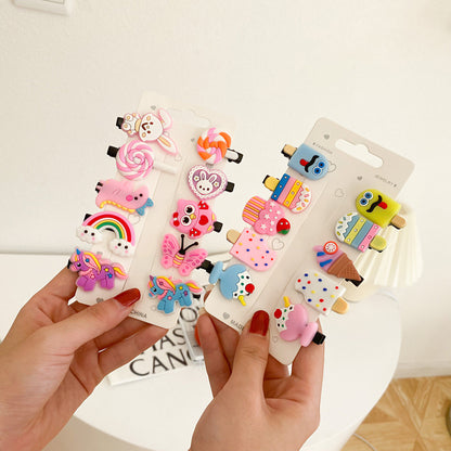 Children's hairpin soft glue headdress combination set baby princess bangs broken hairpin bb clip 10-piece set spot wholesale - image 4