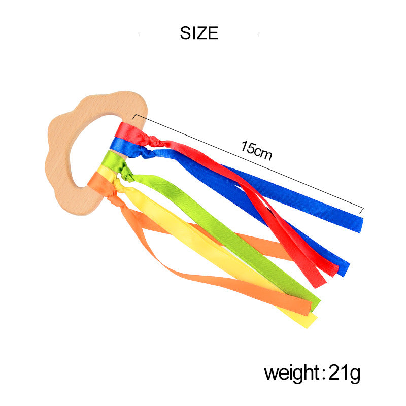 Amazon hot selling baby toys colorful Beech baby teether toys ribbon satin - image 2