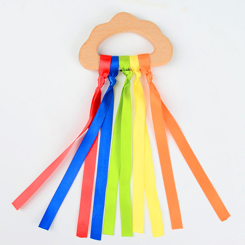 Amazon hot selling baby toys colorful Beech baby teether toys ribbon satin - image 3