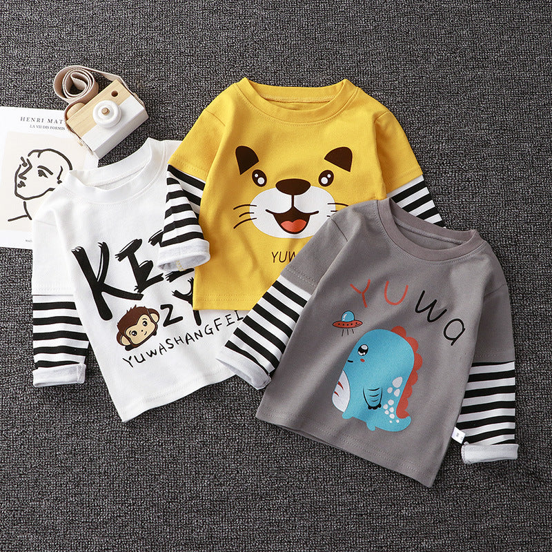 Spring and Autumn Kidsren's T-Shirts for Boys and Girls Long-Sleeved Tops 0-5 Years Old Cartoon Bottoming Shirts Baby Outing Clothes Kidsren's Clothing Wholesal - image 1