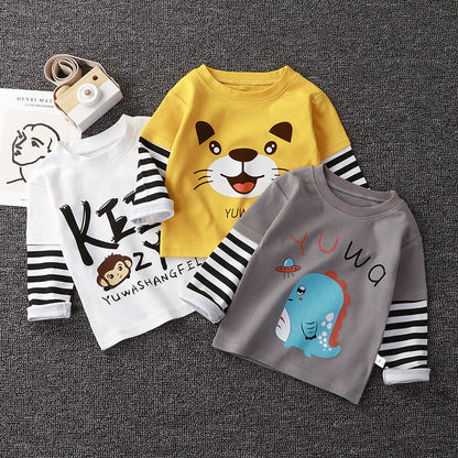 Spring and Autumn Kidsren's T-Shirts for Boys and Girls Long-Sleeved Tops 0-5 Years Old Cartoon Bottoming Shirts Baby Outing Clothes Kidsren's Clothing Wholesal - image 1