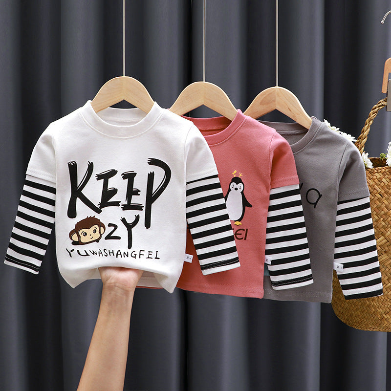 Spring and Autumn Kidsren's T-Shirts for Boys and Girls Long-Sleeved Tops 0-5 Years Old Cartoon Bottoming Shirts Baby Outing Clothes Kidsren's Clothing Wholesal - image 2
