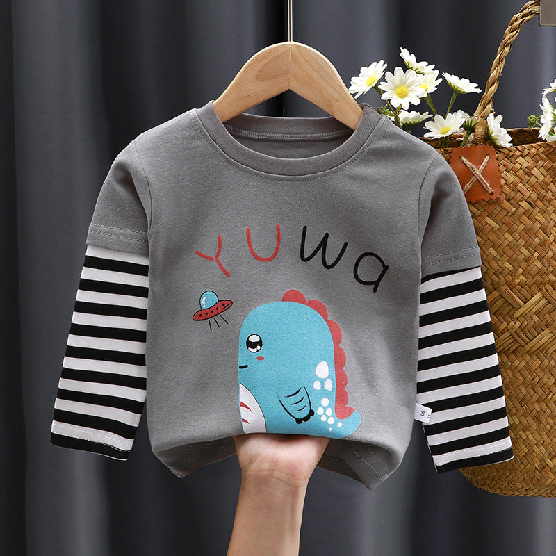 Spring and Autumn Kidsren's T-Shirts for Boys and Girls Long-Sleeved Tops 0-5 Years Old Cartoon Bottoming Shirts Baby Outing Clothes Kidsren's Clothing Wholesal - image 3