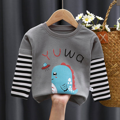 Spring and Autumn Kidsren's T-Shirts for Boys and Girls Long-Sleeved Tops 0-5 Years Old Cartoon Bottoming Shirts Baby Outing Clothes Kidsren's Clothing Wholesal - image 3
