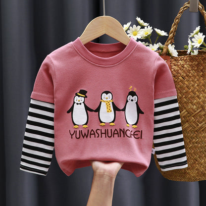 Spring and Autumn Kidsren's T-Shirts for Boys and Girls Long-Sleeved Tops 0-5 Years Old Cartoon Bottoming Shirts Baby Outing Clothes Kidsren's Clothing Wholesal - image 4