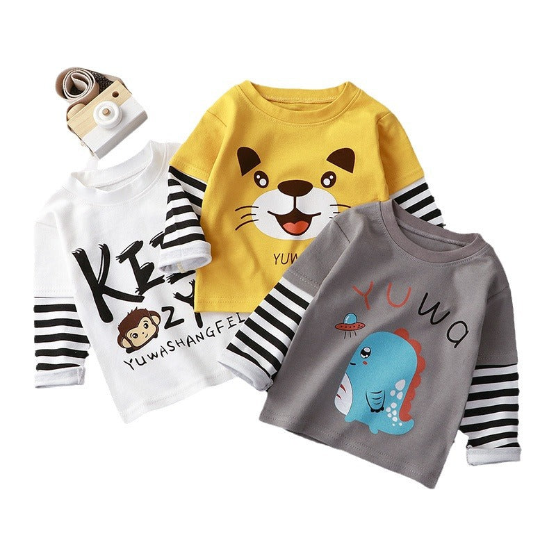 Spring and Autumn Kidsren's T-Shirts for Boys and Girls Long-Sleeved Tops 0-5 Years Old Cartoon Bottoming Shirts Baby Outing Clothes Kidsren's Clothing Wholesal - image 5