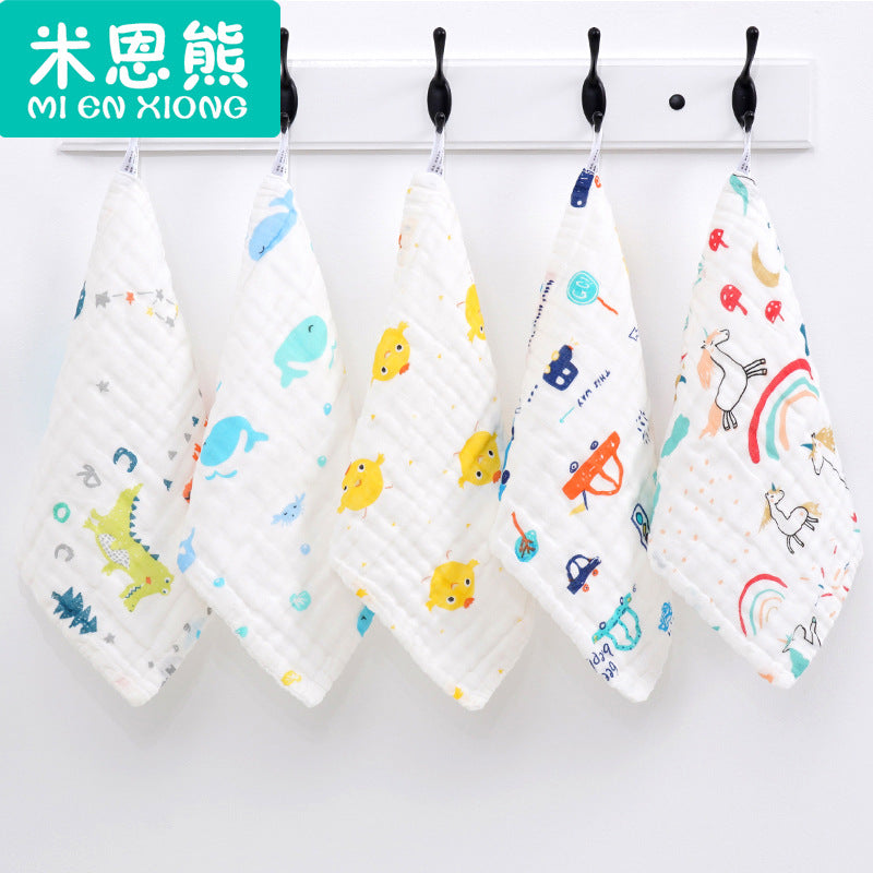Cotton small square six-layer high density gauze towel newborn baby saliva towel baby wash face towel wholesale - image 1
