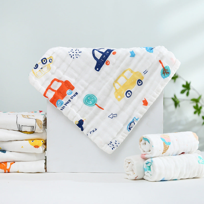 Cotton small square six-layer high density gauze towel newborn baby saliva towel baby wash face towel wholesale - image 2