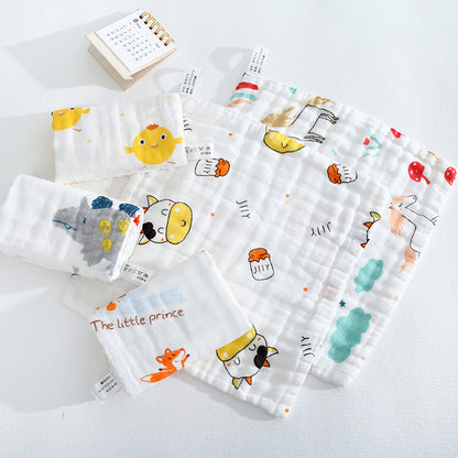 Cotton small square six-layer high density gauze towel newborn baby saliva towel baby wash face towel wholesale - image 3