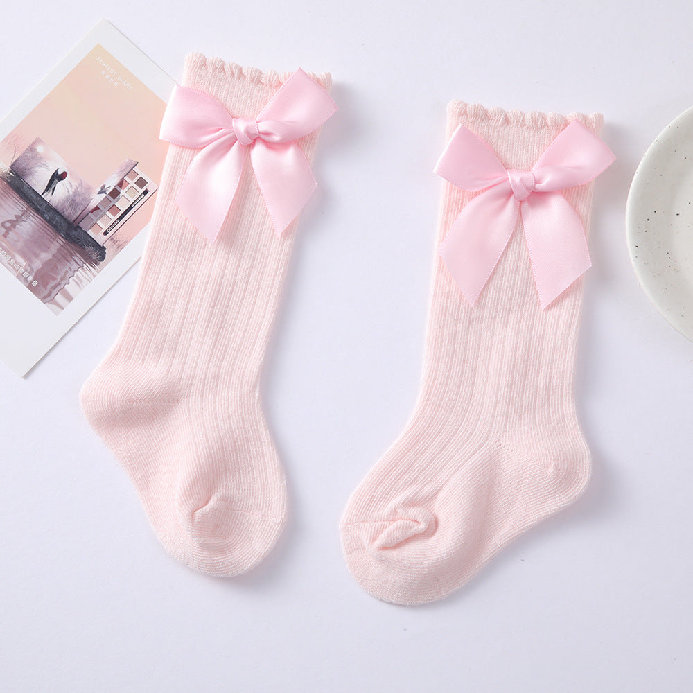 2021 New 1 year old baby socks long tube knee bow socks Spanish style INS Princess socks girls socks - image 2