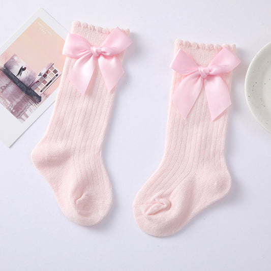 2021 New 1 year old baby socks long tube knee bow socks Spanish style INS Princess socks girls socks - image 2