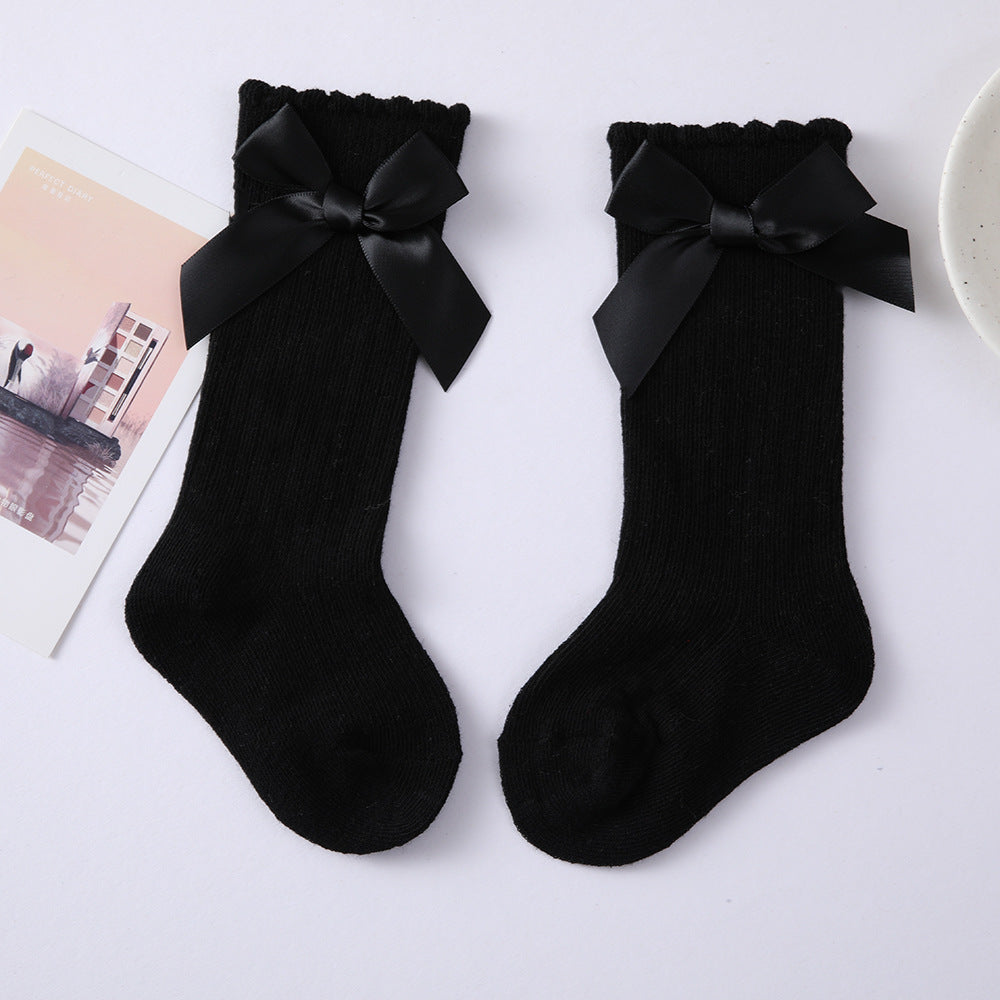 2021 New 1 year old baby socks long tube knee bow socks Spanish style INS Princess socks girls socks - image 3