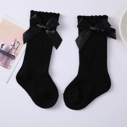 2021 New 1 year old baby socks long tube knee bow socks Spanish style INS Princess socks girls socks - image 3