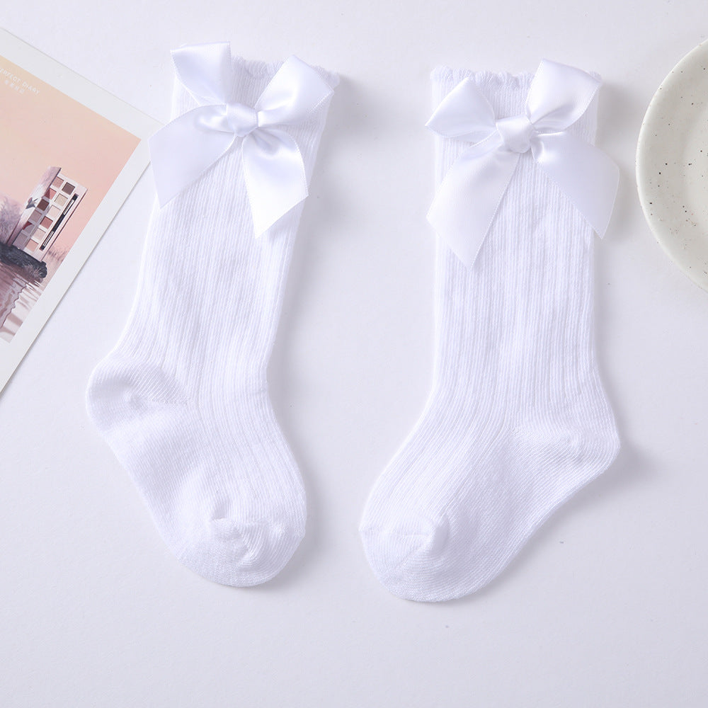 2021 New 1 year old baby socks long tube knee bow socks Spanish style INS Princess socks girls socks - image 4