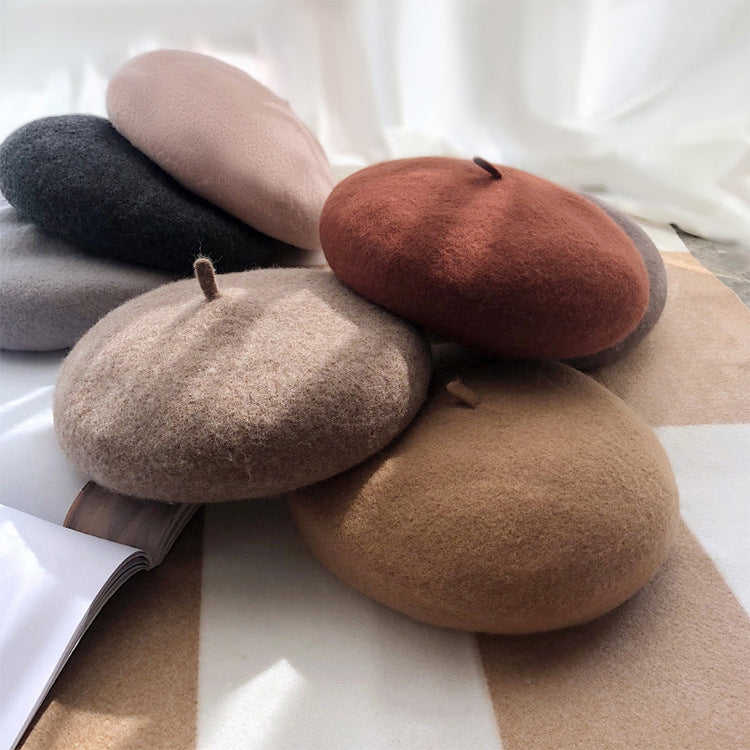 Hat for Women, Adults, Parent-Child, Children, Three-Dimensional Wool Beret, Korean Style, Versatile, Artistic Painter Hat, British Style Pumpkin Hat - image 3