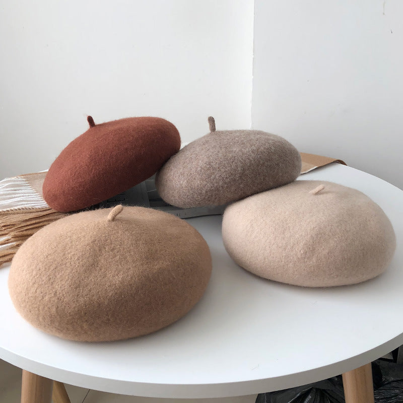 Hat for Women, Adults, Parent-Child, Children, Three-Dimensional Wool Beret, Korean Style, Versatile, Artistic Painter Hat, British Style Pumpkin Hat - image 4