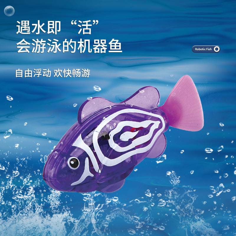 Cross-border wholesale electronic luminous fish bath toy baby watch pet water without feeding toy fish - image 2