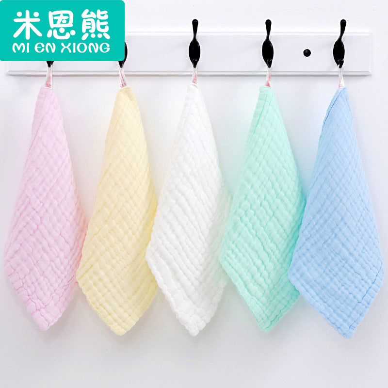 Pure cotton six-layer gauze baby square plain newborn saliva towel baby small towel baby face towel wholesale - image 1