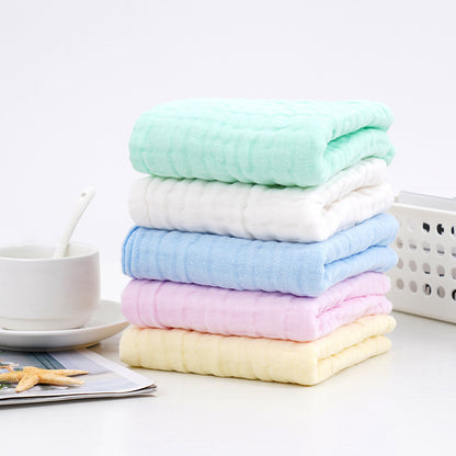 Pure cotton six-layer gauze baby square plain newborn saliva towel baby small towel baby face towel wholesale - image 4